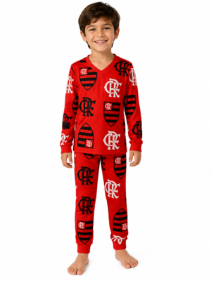 Pijama manga longa/calça flamengo