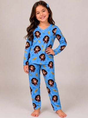 Pijama manga longa/calça mulher maravilha