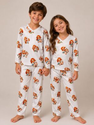 Pijama manga longa/calça cordeirinho e Jesus