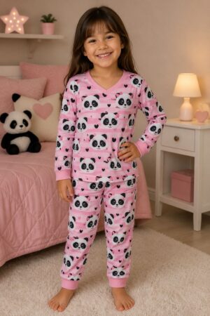Pijama manga longa/calça ursinho