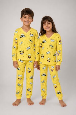 Pijama manga longa/calça Bob Esponja