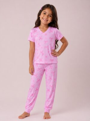 Pijama manga curta/calça Laços