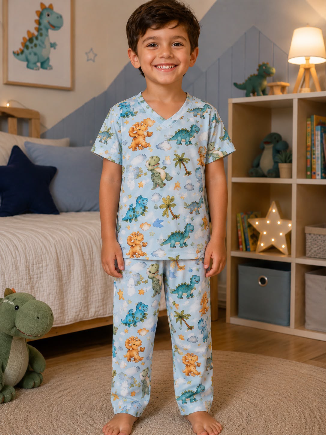 Pijama manga curta e calça Dino
